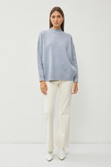 Light Blue Mock Neck Maternity Sweater