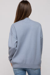 Light Blue Mock Neck Maternity Sweater