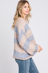 Light Blue Striped Knit Sweater