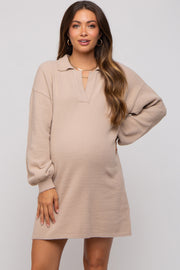 Taupe Maternity Mini Sweater Dress