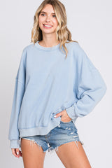 Blue Dropped Shoulder Sweatshirt