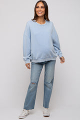 Blue Dropped Shoulder Maternity Sweatshirt