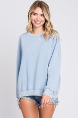 Blue Dropped Shoulder Maternity Sweatshirt