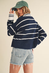 Navy White Collar Sweater