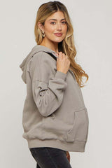 Taupe Hooded Maternity Jacket