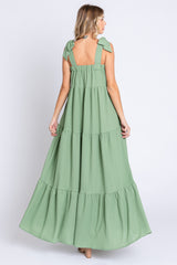 Sage Sleeveless Tiered Maxi Dress