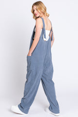 Blue Corduroy Wide Leg Overalls