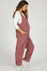 Mauve Corduroy Wide Leg Maternity Overalls