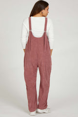 Mauve Corduroy Wide Leg Maternity Overalls