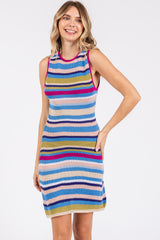 Magenta Striped Sleeveless Maternity Sweater Dress