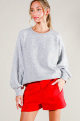 Heather Grey Balloon Sleeve Sweater