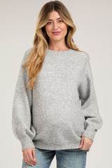 Heather Grey Balloon Sleeve Maternity Sweater