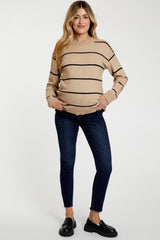 Navy Blue Raw Hem Crop Skinny Maternity Jeans