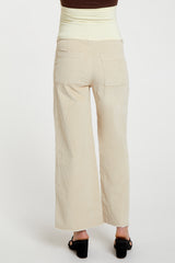 Cream Corduroy Raw Hem Maternity Pants