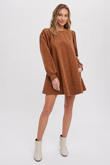 Camel Corduroy Mini Dress