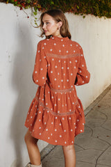 Rust Button Down Swing Dress