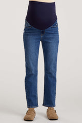 Medium Wash Skinny Straight Cropped Maternity Jeans