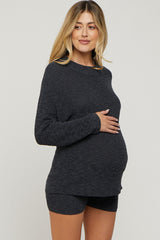 Charcoal Sweater Short Maternity Set