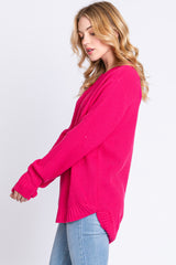 Fuchsia Knit Pullover Sweater