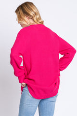 Fuchsia Knit Pullover Sweater