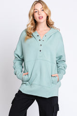 Sage Hooded Button Pullover Sweater