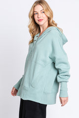 Sage Hooded Button Pullover Sweater