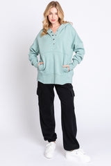 Sage Hooded Button Pullover Sweater