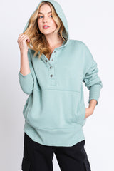 Sage Hooded Button Pullover Sweater