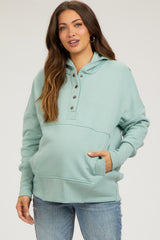 Sage Hooded Button Pullover Maternity Sweater