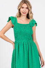 Green Sleeveless Smocked Tiered Dress