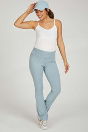 Light Blue Ribbed Foldover Maternity Flared Pants