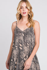 Charcoal Floral Asymmetrical Hem Jumpsuit