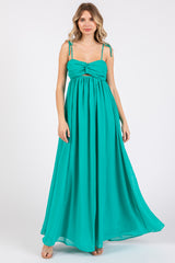 Jade Chiffon Sleeveless Cutout Front Maternity Maxi Dress