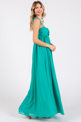 Jade Chiffon Sleeveless Cutout Front Maxi Dress