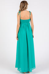 Jade Chiffon Sleeveless Cutout Front Maxi Dress