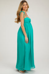 Jade Chiffon Sleeveless Cutout Front Maternity Maxi Dress