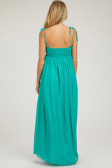 Jade Chiffon Sleeveless Cutout Front Maternity Maxi Dress