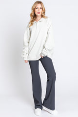 Cream Collared Pullover Sweatshirt