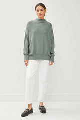 Light Olive Soft Knit Mock Neck Sweater