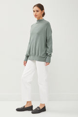 Light Olive Soft Knit Mock Neck Sweater