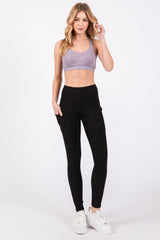 Black Ribbed Active Maternity Legging