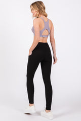 Black Ribbed Active Legging