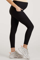 Black Ribbed Active Maternity Legging