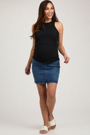 Navy Basic Maternity Denim Mini Skirt