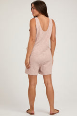 Light Pink Oversized Knit Maternity Romper