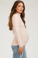 Peach Soft Turtle Neck Maternity Top