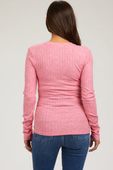 Fuchsia Ribbed Long Sleeve Maternity Top