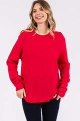 Magenta Knit Pullover Sweater