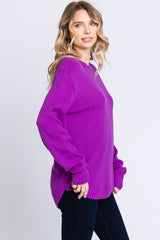 Purple Knit Pullover Sweater