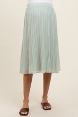 Mint Swiss Dot Pleated Maternity Midi Skirt